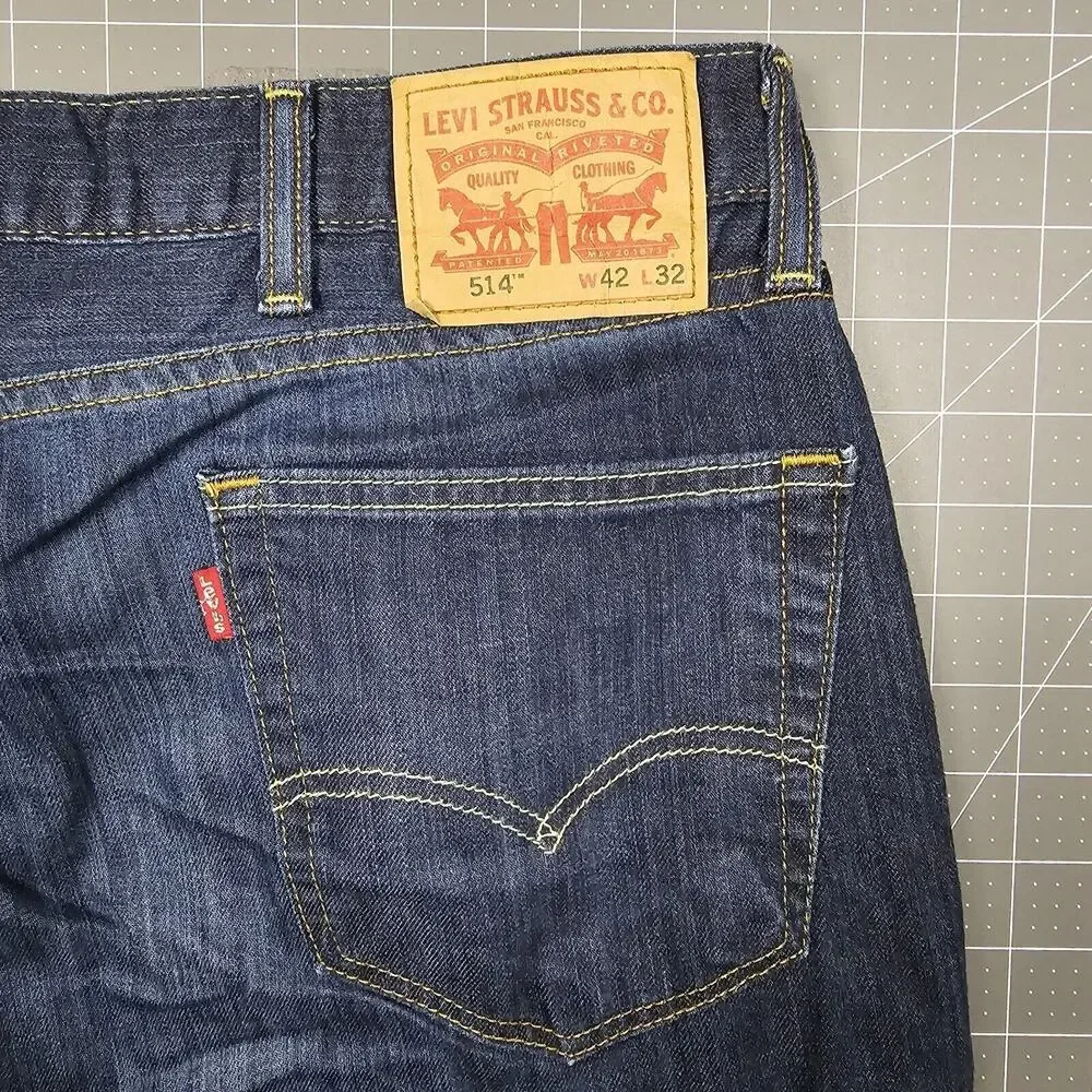 Levis 514 Jeans 42x32 Dark Wash Slim Straight Preppy Work Casual Biker Outdoors